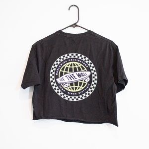 Cropped Vans Black Logo T-Shirt Size M Hand Worn